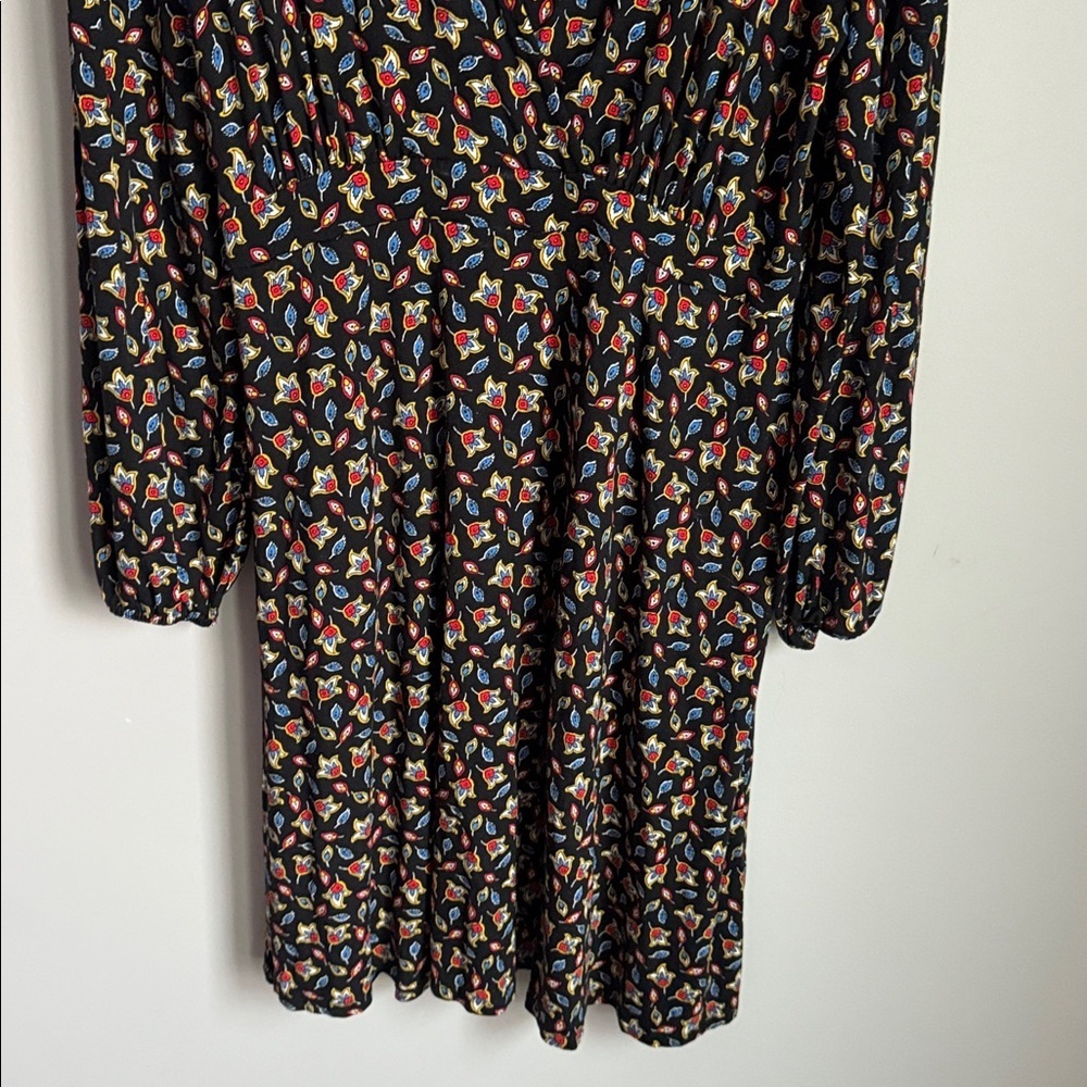 Boden Willow Jersey Dress Tulip Bud Black Multicolor 12L - Picture 5 of 11